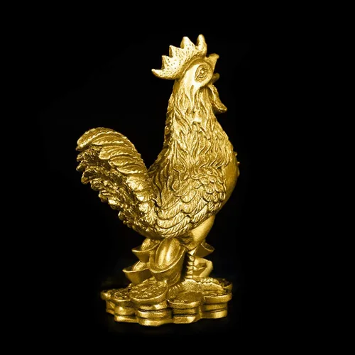 Miniatura 4 de BRASSTAR Latón 3.5 ''(H) Estatua de gallo auspicioso lingotes riqueza Feng Shui escultura oficina casa zodiaco chino adorno decorativo regalo