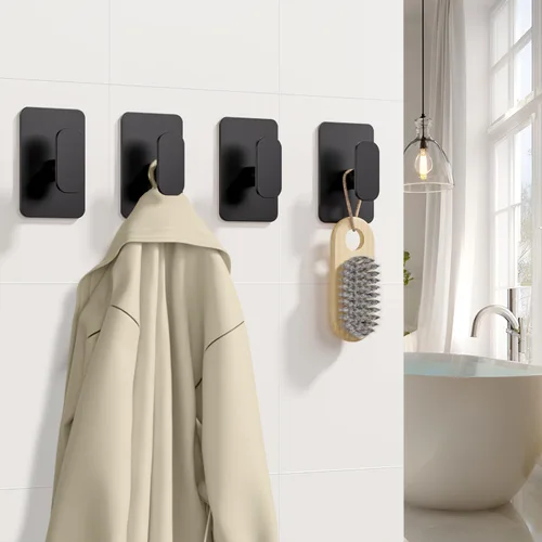 Miniatura 3 de Ganchos Autoadhesivos de Servicio Pesado – 26 libras máximo, ganchos de pared adhesivos de acero inoxidable para colgar toallas, abrigos, batas
