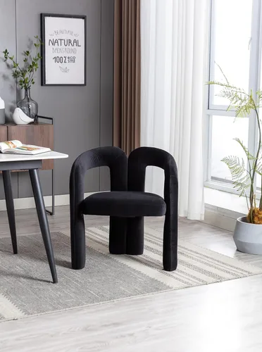 Miniatura 2 de Juego de 2 sillas de comedor modernas, de diseño contemporáneo, silla decorativa tapizada de tela Boucle, cómoda silla auxiliar para cocina