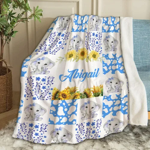 Miniatura 36 de Manta de bebé personalizada con nombre, manta personalizada con nombre de elefante, regalos para recién nacidos, mantas súper suaves para cama