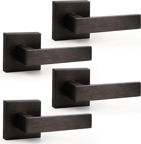 Miniatura 112 de Probrico Paquete de 4 manijas de puerta simuladas en negro mate, manijas interiores que no giran, manijas reversibles resistentes para interiores