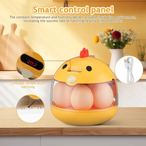 Miniatura 4 de Abaodam Incubadoras para incubar huevos, pequeña incubadora de huevos de pollo con control automático de temperatura y vista de 360°, criador