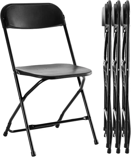 Miniatura 25 de Sweetcrispy Paquete de 4 sillas plegables de plástico para 330 libras, portátiles, metal resistente, fáciles de usar, almacenar, cómodas, para Gris