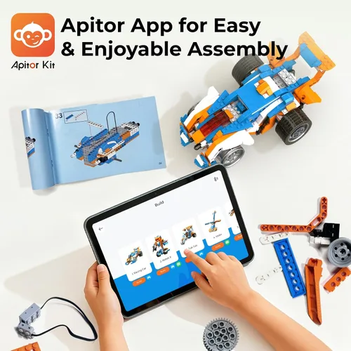 Miniatura 5 de Apitor Kit de Construcción de Robot X, 12 en 1 Programable con Aplicación, Control Remoto APP, Vehículo RC, Conjunto de Codificación de Robótica