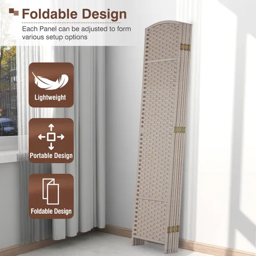 Miniatura 4 de Divisor de habitación, 6 paneles de 5.6 pies de alto, pantalla de privacidad impermeable, marco de madera, divisores de habitación y pantallas