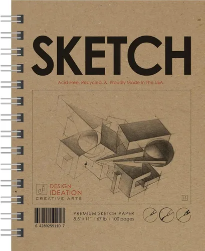 Design Ideation Boceto: Libro de bocetos de papel multimedia para lápiz, tinta, marcador, carbón y pinturas de acuarela. Ideal para arte, diseño y