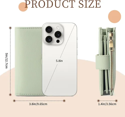 Miniatura 4 de GAEKEAO Cartera pequeña de cuero vegano con bloqueo RFID plegable para mujer, tarjetero compacto con bolsillo con cremallera y ventana