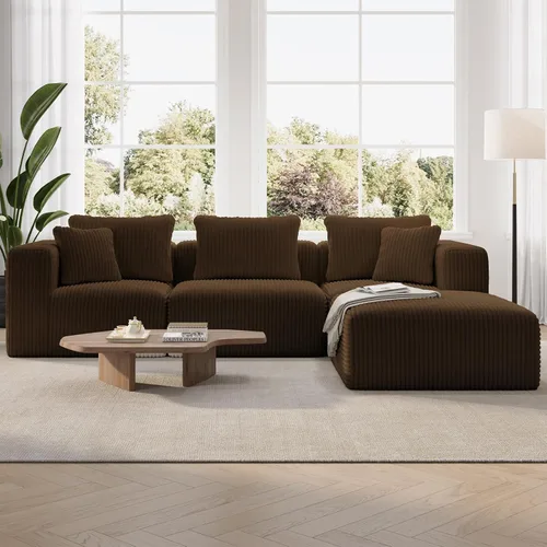 Miniatura 12 de Novilla 141" Sofá seccional modular, sofá seccional moderno en forma de nube con soporte Smarts Coil™, sofá sin huesos en forma de U para sala