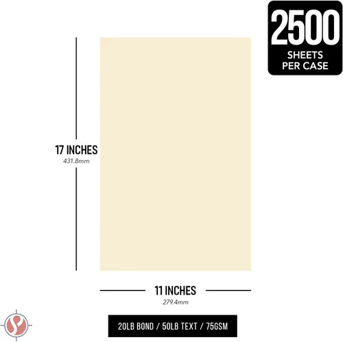 Miniatura 6 de 1 caja de papel de color tamaño 11 x 17 pulgadas, 2500 hojas por caja (crema)