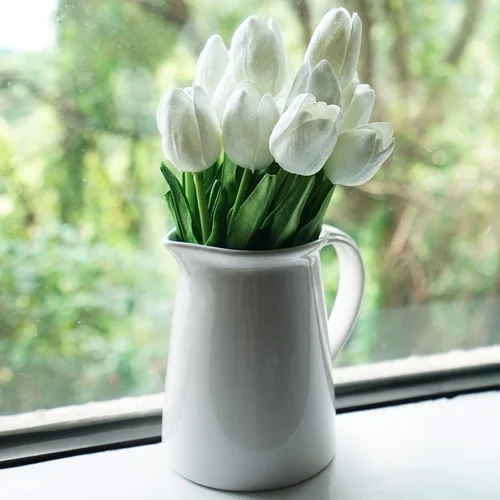 Miniatura 2 de FiveSeasonStuff - Flores artificiales de tulipanes, se sientes reales al tacto, ideales como ramo de boda, decoración del hogar, fiesta, arreglos