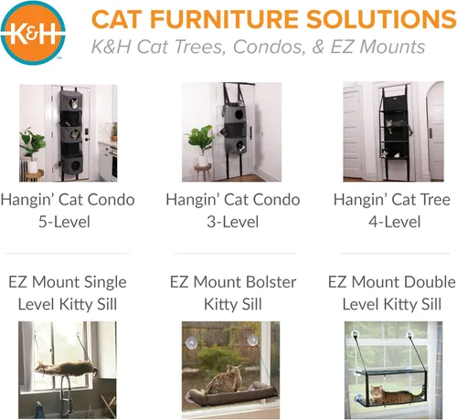 Miniatura 6 de K&H Pet Products Árbol colgante para gatos montado en puerta, muebles de pared para gatos, percha de pared de varios niveles, cama hamaca que ahorra