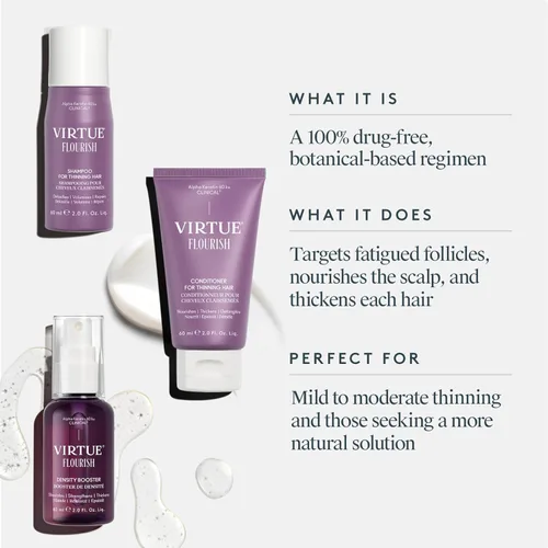 Miniatura 2 de Virtue Flourish - Paquete de tratamiento de champú, acondicionador y refuerzo de densidad para cabello adelgazante para mujeres, régimen capilar
