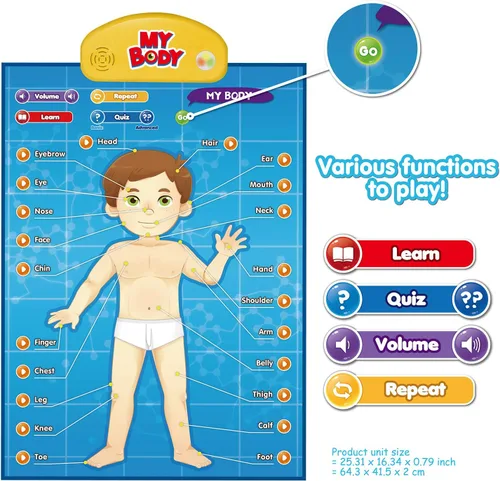 Miniatura 2 de BEST LEARNING i-Poster My Body - Juguete educativo interactivo para hablar de anatomía humana Aprende partes del cuerpo, órganos, músculos