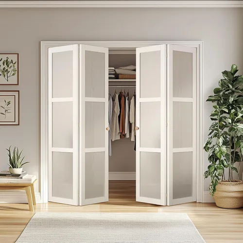 Miniatura 7 de Kit de herrajes para puerta plegable, kit de riel de puerta de armario plegable de 48 pulgadas, kit de herrajes para puerta de armario plegable