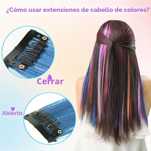 Miniatura 4 de Extensiones de cabello sintético de 22 pulgadas, extensiones de cabello sintético largo y lacio con clip, extensiones de cabello sintético para Negro