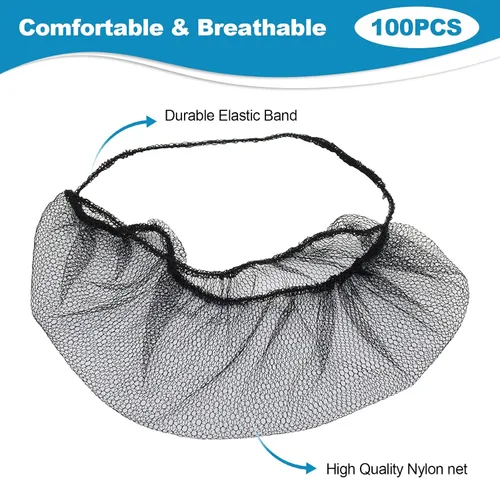 Miniatura 2 de 100 piezas elásticas negras cómodas cubiertas protectoras para barba de 18 pulgadas desechables de nailon transpirable para hombres