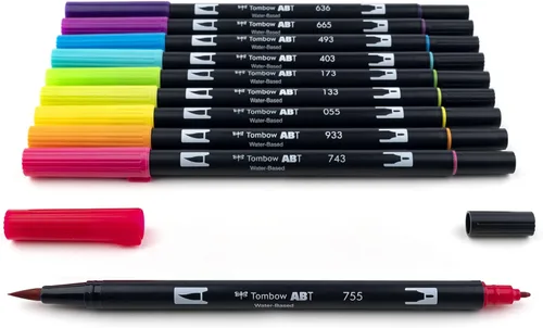 Miniatura 4 de Tombow 56185 Marcadores de Arte de Pincel Dual, Brillantes, Paquete de 10. Marcadores Mezclables, de Pincel y Punta Fina