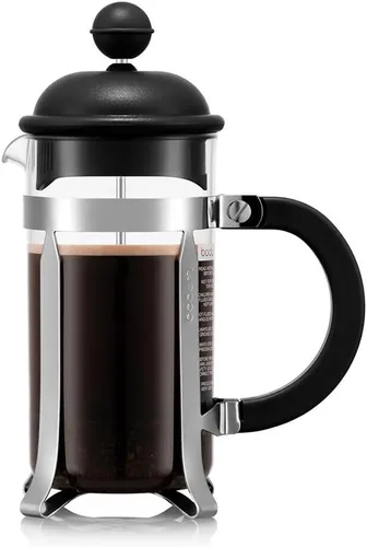 Bodum Caffettiera Cafetera de prensa francesa, tapa de plástico negro y marco de acero inoxidable, 3 tazas, 12 onzas Negro/Cromo