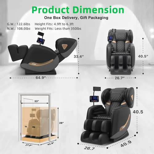 Miniatura 2 de Silla de masaje mejorada de cuerpo completo, silla de masaje reclinable de gravedad cero, 10 puntos de fijación, sillas de masaje Shiatsu 2026