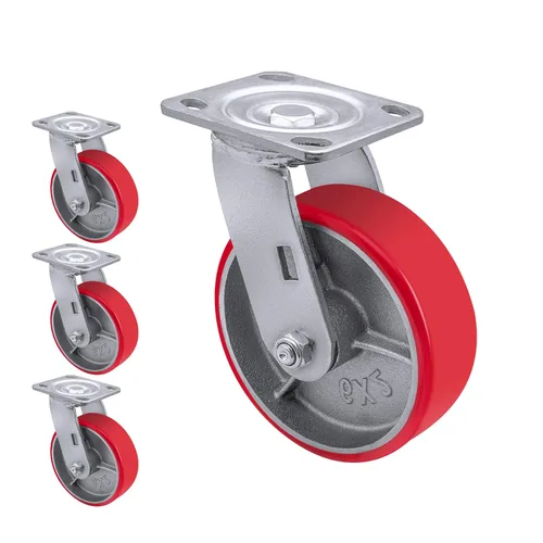 Miniatura 8 de Ruedas resistentes de 6 x 2 pulgadas, ruedas industriales de poliuretano con fuerte capacidad de carga de 1200 libras, ruedas rígidas, ampliamente