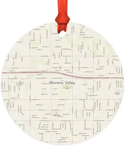 Miniatura 25 de Andaz Press Mapa de la ciudad de Estados Unidos redondo de madera natural MDF ornamento de Navidad, Akron, Ohio Vintage Mapa, 1 paquete, larga
