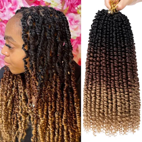 Miniatura 22 de Leeven Paquete de 8 paquetes de cabello de ganchillo pret wisted Passion Twist de 10 pulgadas, color negro natural, extensiones de cabello corto
