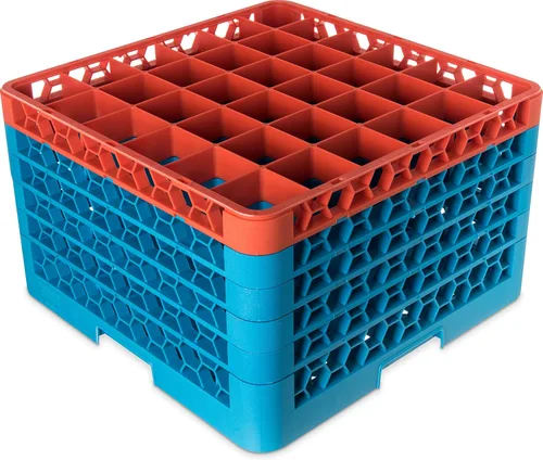 Miniatura 124 de Carlisle FoodService Products RG9-214 OptiClean Estante de vidrio con 9 compartimentos con 2 extensores, 7.12 pulgadas, polipropileno, azul