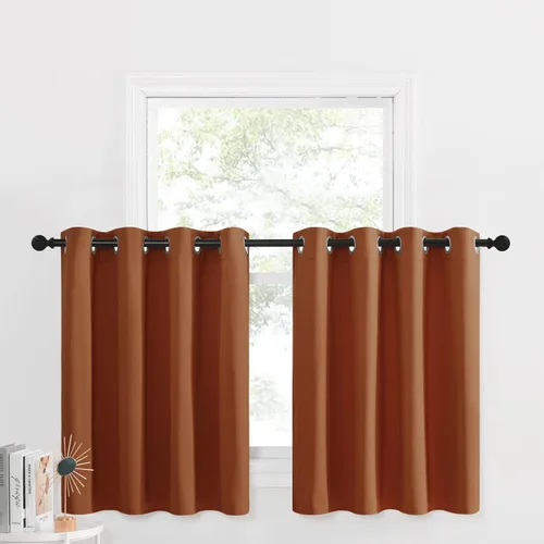 Miniatura 114 de NICETOWN Cortinas opacas de cocina para ventana sobre el fregadero, aislamiento térmico, decoración del hogar, pequeños niveles opacos con ojales