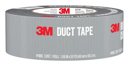 3M Cinta adhesiva básica, 1.88 pulgadas x 55 yardas, 1 rollo, Cintas adhesivas plateadas de desgarro manual para reparaciones temporales, uso en