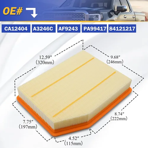 Miniatura 5 de CA12404 Filtro de aire de motor para Chevy Silverado 1500 Suburban Tahoe/GMC Sierra 1500 Yukon XL/Cadillac Escalade 2019-2022