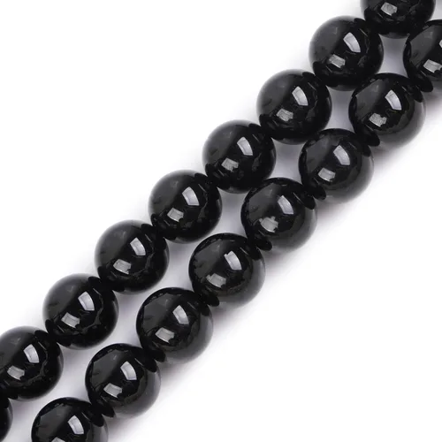 Miniatura 125 de GEM-Inside Cuentas sueltas de piedra natural de lava negra de 8 mm, redondas, piedra de energía para hacer joyas 15' Negro