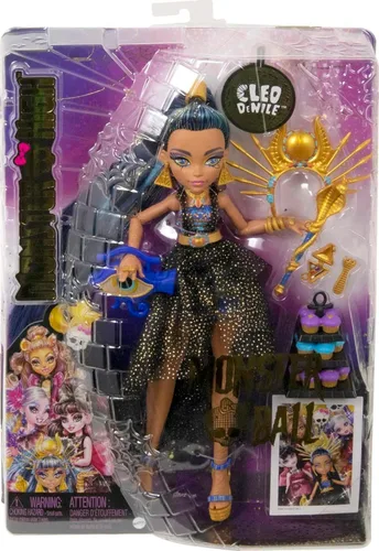 Miniatura 6 de Muñeca Monster High Monster Ball, Cleo De Nile con vestido de fiesta y accesorios temáticos incluyendo cetro y cupcakes