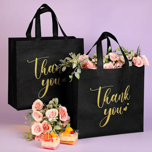 Miniatura 5 de Sweetude 30 Piezas Bolsas de Regalo de Agradecimiento con Asas a Granel Bolsa de Dulces Reutilizable No Tejida Plegable Bolso de Mano para Regalos