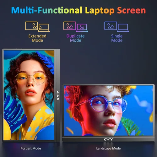 Miniatura 5 de KYY Monitor portátil 4K para laptop, extensor de pantalla de computadora de 15.6 pulgadas, UHD 3840 x 2160, 100% sRGB, 400 nits, monitor de viaje