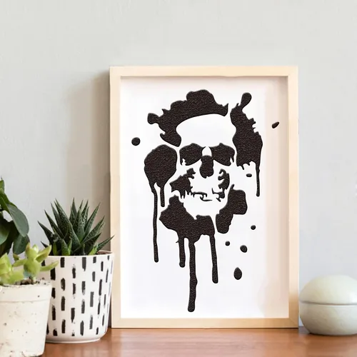 Miniatura 5 de BENECREAT 12 plantillas de dibujo de plástico con patrón de calavera, plantilla de pintura de suspenso de terror de 12 x 12 pulgadas para hacer Tema
