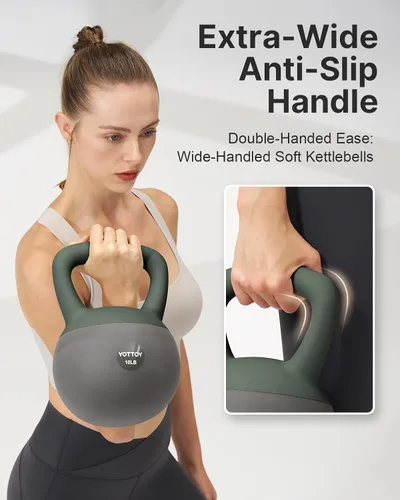 Miniatura 7 de YOTTOY Pesa rusa suave, juego para entrenamiento de fuerza y entrenamientos en casa, base acolchada de lados suaves, mango ancho, ideal