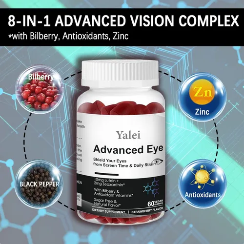 Miniatura 7 de Suplementos de luteína y zeaxantina Sin azúcar 10 mg de luteína y 2 mg de zeaxantina para el cuidado de los ojos en tiempo de pantalla