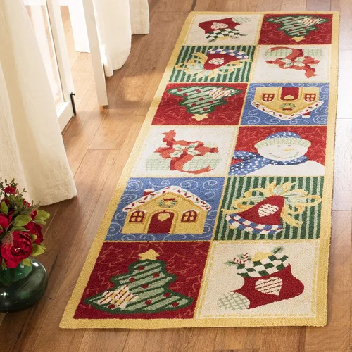 Miniatura 7 de SAFAVIEH Handmade Wool Accent Rug 2'x3' - Chelsea Collection - Seasonal Design, White & Multi, Ideal for Entryway, Bathroom, Bedside, Front Door