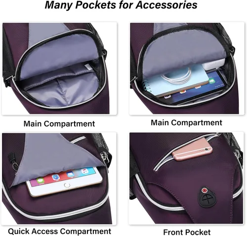 Miniatura 2 de Mosiso - Mochila bandolera multiusos, para viajes, senderismo, etc. Púrpura