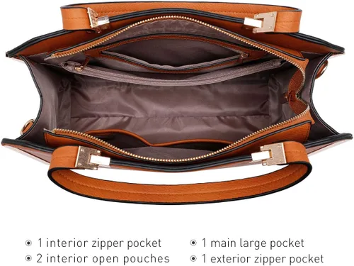 Miniatura 5 de Dasein Bolsos y bolsos de mano para mujer, bolso de mano con asa superior, bolsa de trabajo de hombro grande con cartera