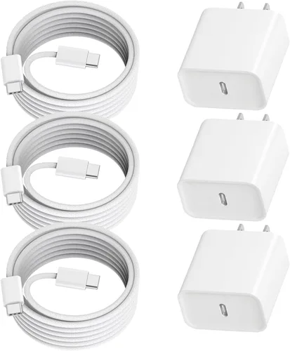 Miniatura 13 de Cargador rápido para iPhone de carga rápida, paquete de 3 [certificado Apple MFi] Cargador rápido para iPhone con carga rápida PD USB-C, bloques
