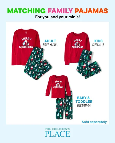 Miniatura 19 de The Children's Place - Pijama familiar de una pieza a juego para niños y bebés, pijamas de esqueleto de Halloween, forro polar