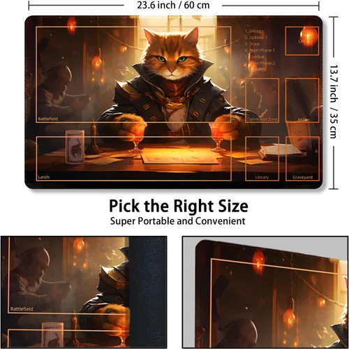 Miniatura 2 de Tapete de juego para MTG con bolsas de almacenamiento gratis, tapete de juego de 24 x 14 pulgadas TCG y alfombrillas de juego de mesa para cartas