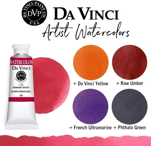Miniatura 3 de DA VINCI PAINTS Pintura Acuarela Profesional para Artistas, Alizarin Crimson (Quinacridone), 37ml Índigo