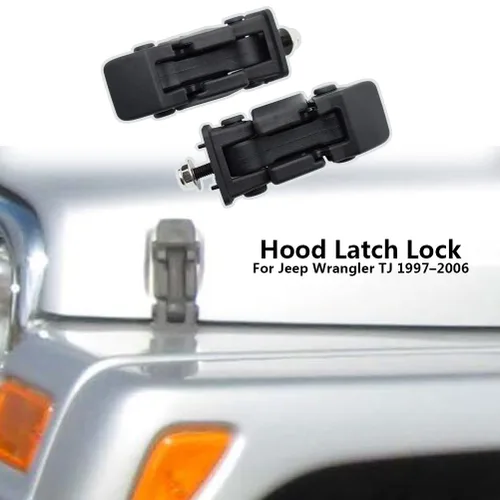 Miniatura 9 de Juego de 2 pestillos de capó para Jeep TJ (2) pestillos de bloqueo del capó del lado izquierdo y derecho para Jeep Wrangler TJ 1997-2006 Kit