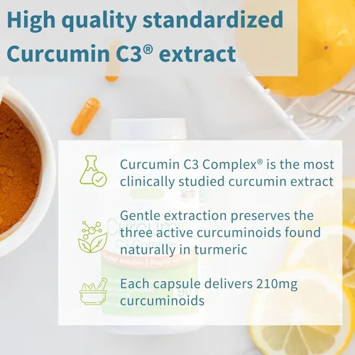 Miniatura 4 de Igennus Advanced Curcumin C3 Complex, 300% mayor absorción y absorción rápida, 95% extracto estandarizado, 90 porciones, etiqueta limpia, suplemento