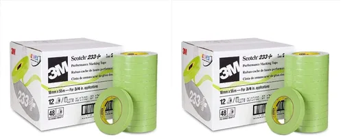 Miniatura 10 de 3M Scotch cinta de enmascarar de alto rendimiento 233+, 26334, verde, 18 mm x 55 mm, flexible, resistente a la humedad, respaldo de papel premium