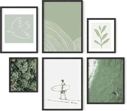 Miniatura 16 de HAUS AND HUES Arte japonés para pared, decoración enmarcada, pinturas asiáticas verdes y azules para pared, impresiones contemporáneas, póster