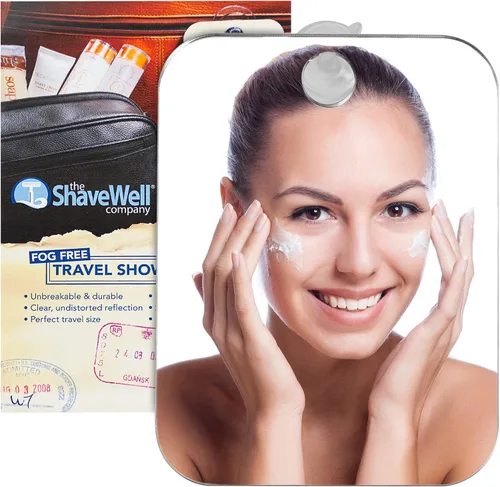 Miniatura 3 de Shave Well - Espejo de ducha con gancho adhesivo antivaho y espejo de ducha de succión de pared de viaje para hombres y mujeres, portátil, de mano