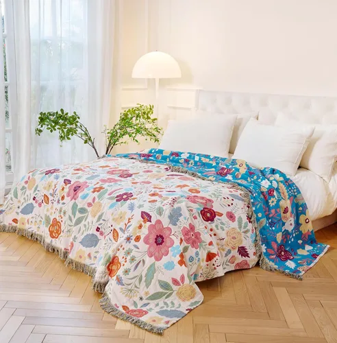 Miniatura 7 de Manta Decorativa Bohemia - Mantas Decorativas de Algodón 100% Suave y Transpirable, 50"x60" Colcha de Algodón Muselina Ligera de 4 Capas, Estampado